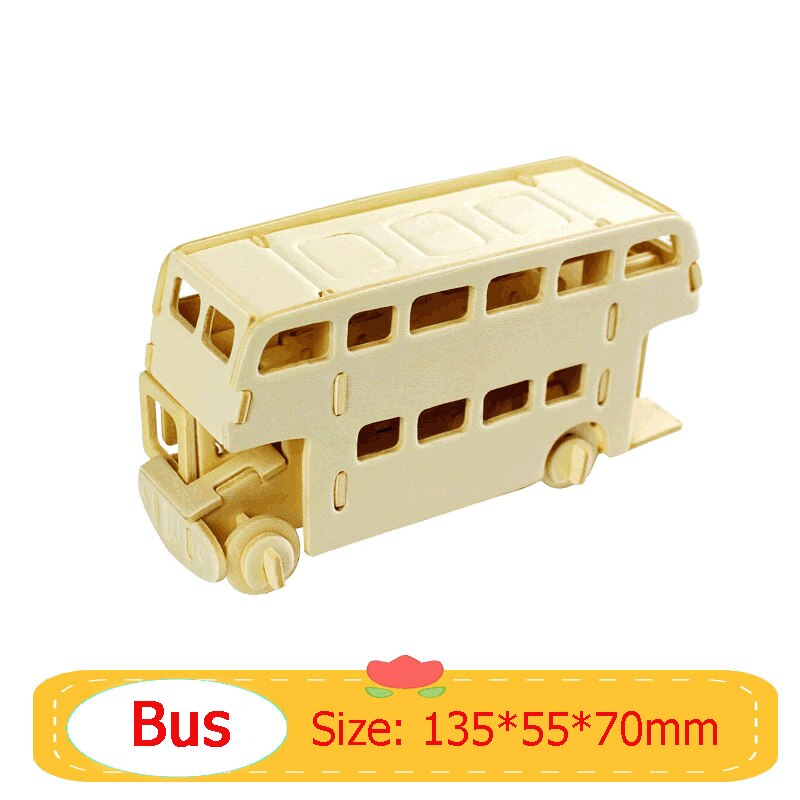 3D Puzzle Wooden Jigsaw Toys Plane Series Vehicle Model Education Toy Game For Children Wood Jigsaw Puzzles Christmas: Bus