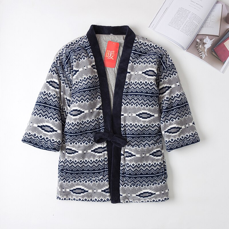 Chaqueta Kimono Haori Lisa Vintage para hombre, abrigo de invierno grueso con relleno de algodón, Kimono, chaqueta, disfraz de Cosplay de samurái japonés, abrigo holgado: Style F