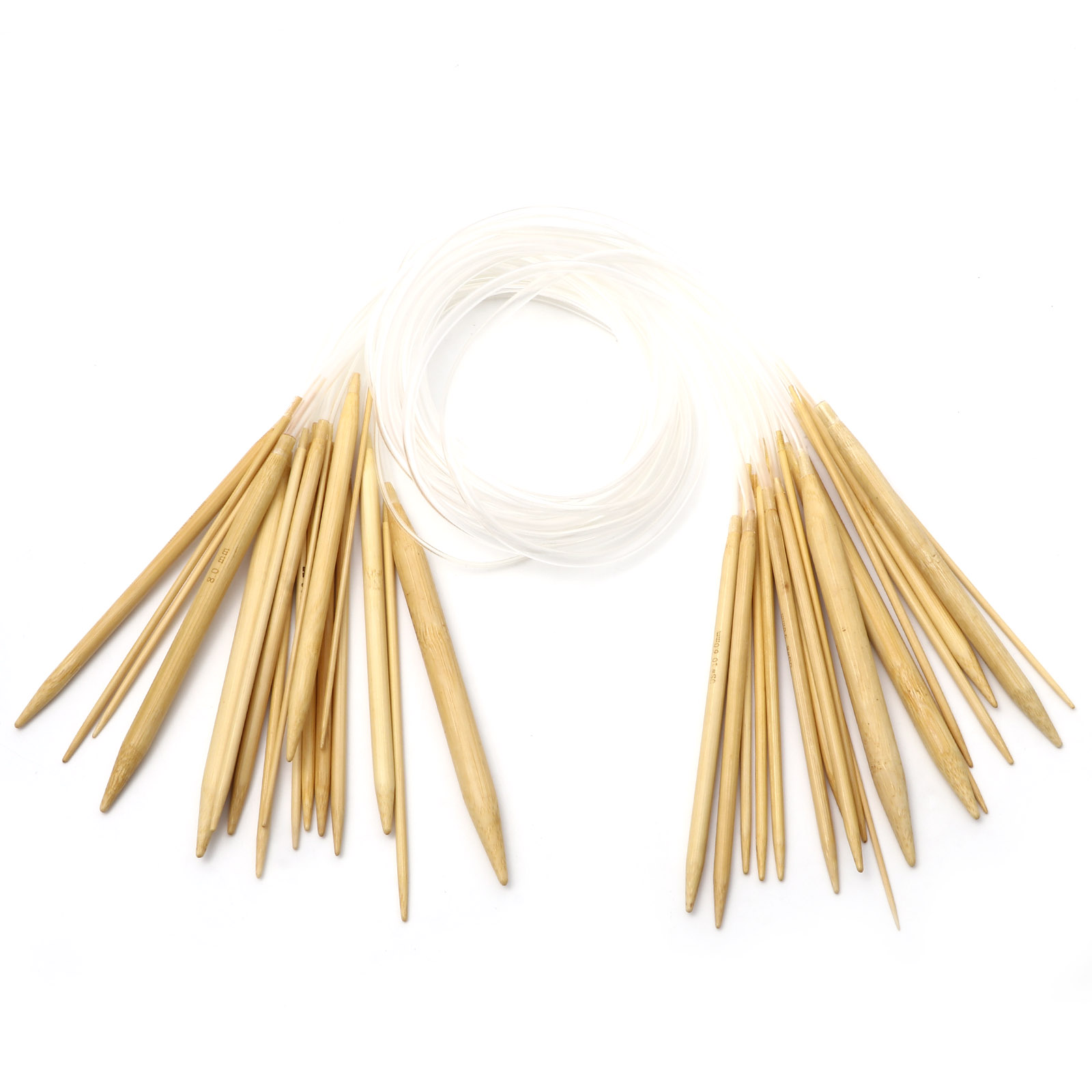 2mm-10mm Bamboo Plastic Circular Knitting Needles Beige Crochet Needles Pins Needle Craft Tools DIY Sewing Tools,80cm Long,1PC