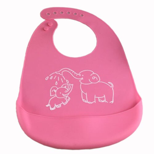 Baby Zeug Zubehör Baby Kinder Cartoon Print Silikon Bib Abendessen Bib Wasserdicht Bib Fütterung Werkzeug Lätzchen Burp Tücher: Pink Elephant