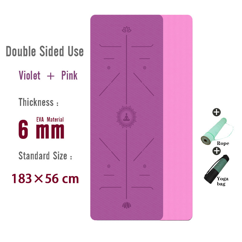 TPE Yoga Mat 6mm For Beginner Non-slip Mat Yoga Sports Exercise Pad With Position Line For Home Fitness Gymnastics Pilates Mats: Double color-VP