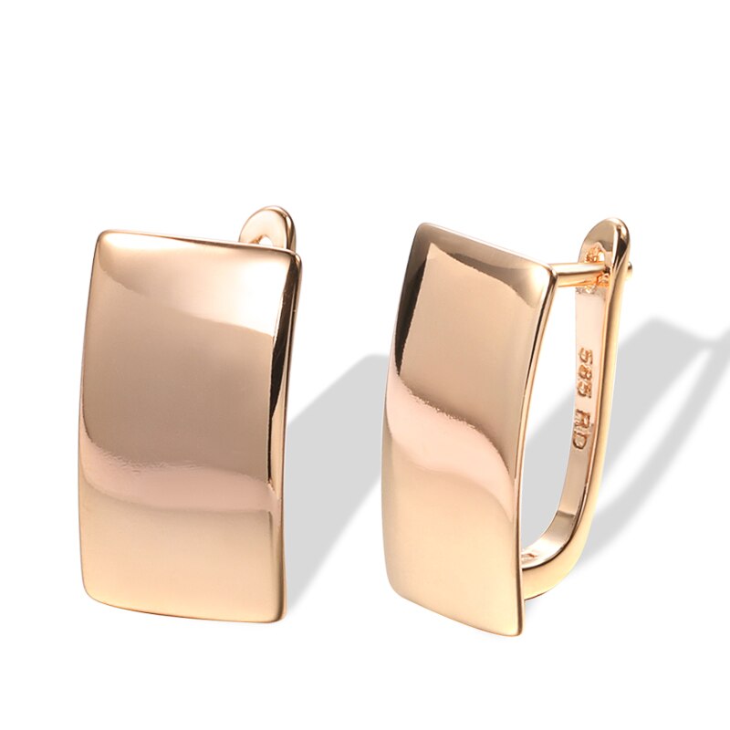 Kinel Glossy Dangle Earrings 585 Rose Gold Simple Square Earrings For Women Daily Fine Jewelry