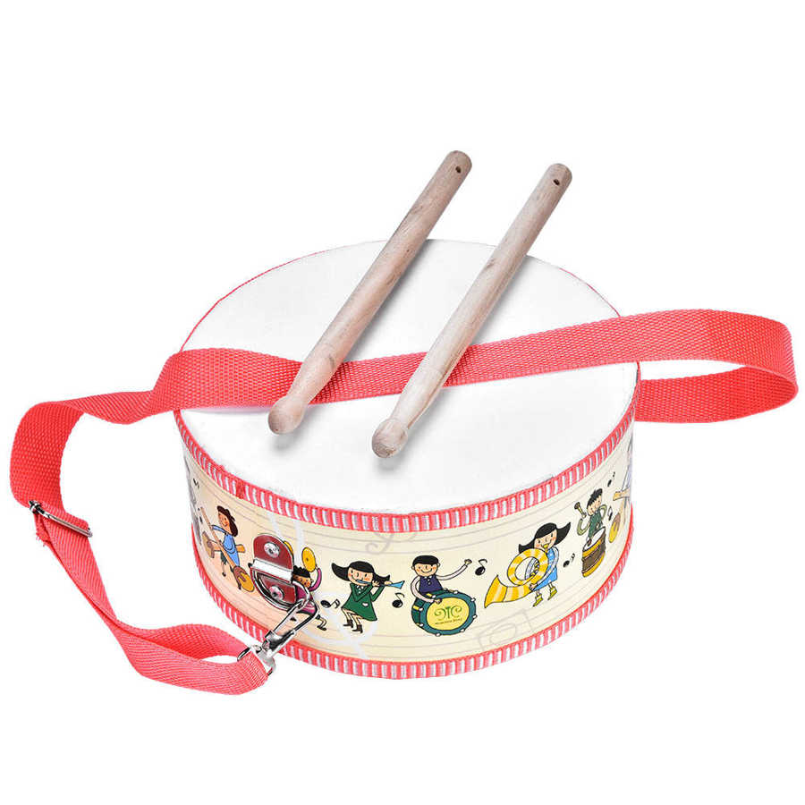 Percussie-instrument Speelgoed Houten Catoon Patroon Uitgerust Met Een Schouderband Voor Kids Musical Speelgoed