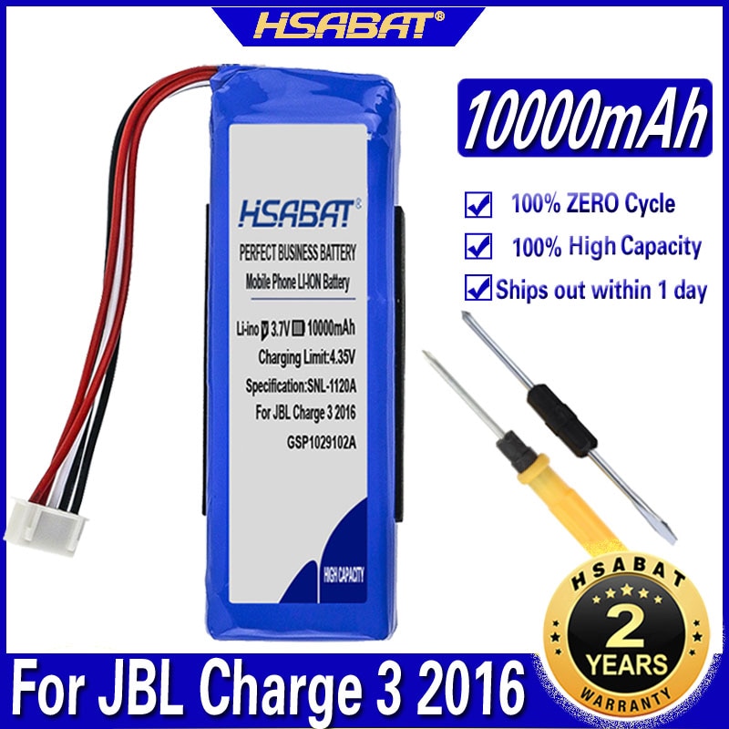 Top Hsabat 10000 Mah Batterij Voor Jbl Lading 3/Voor Jbl Lading 3 Batterijen. De Plaats Van 2 Rode Draden