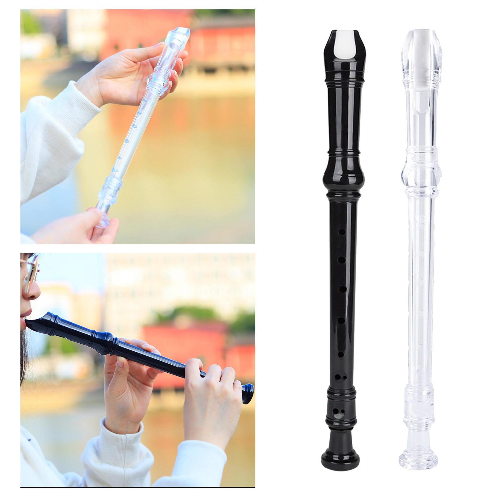 Enregistreur Soprano 8 trous 8 trous clé de G Instrument de musique descendante avec tige de nettoyage pour Beignner
