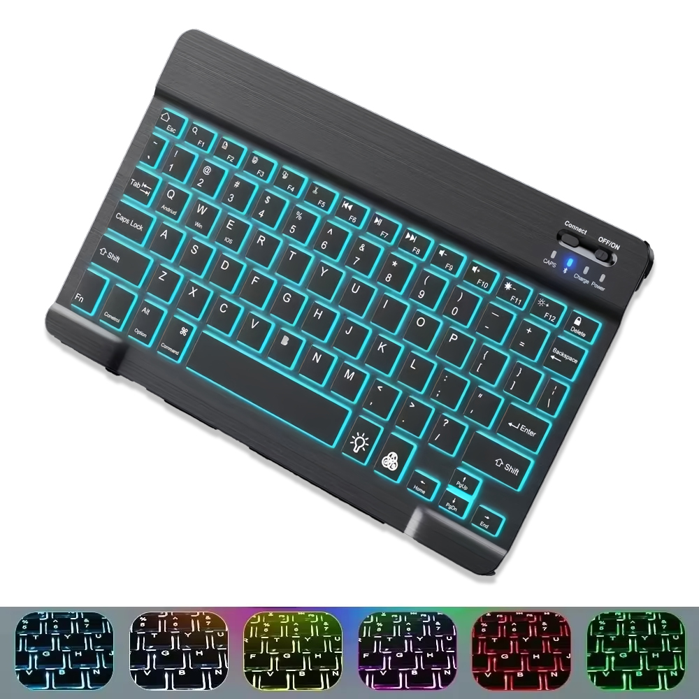 Tastatur- und Maus-Set, Bluetooth-Tastatur + kabellose Bluetooth/2,4 G-Maus, RGB-Tastatur mit Hintergrundbeleuchtung, wiederaufladbare Tastatur: Silber