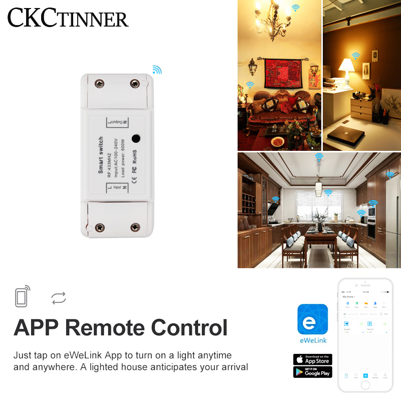 Smart Home House Wireless Remote Switch Breaker WiFi Switch Automation Module LED Light Controller 100-240V AC(50/60Hz) 600W