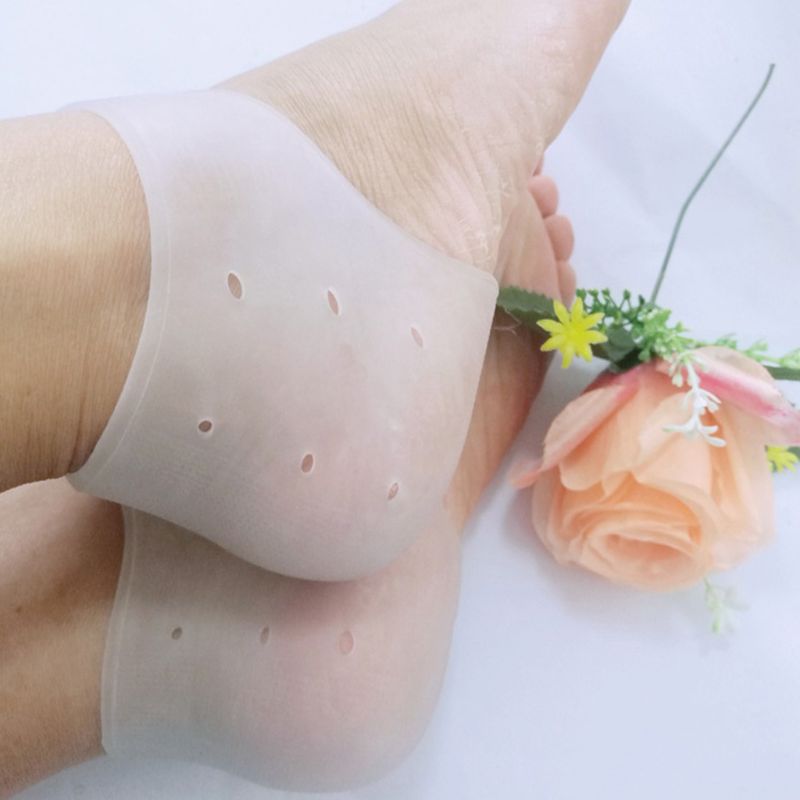 2Stck Silikon Gel Feuchtigkeitsspendende Plantarfasziitis Ferse Socken unisex Fuß Protektoren Schuh Kissen Geknackt Schmerzen Linderung Einsätze Pads