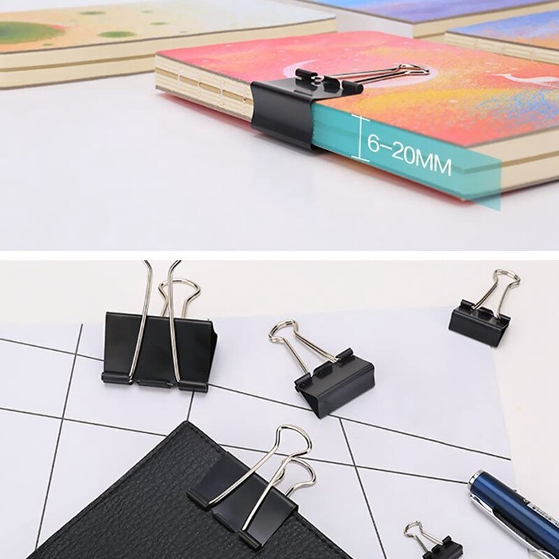 120Pcs Binder Clips Paper Clamps Assorted Paper Binder Clips Fold Back Clips for Office, School and Home Supplies, Black