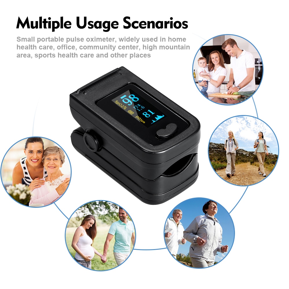 Digital Fingertip Pulse Oximeter OLED Blood Oxygen Sensor Saturation Mini SpO2 Monitor Pulse Rate Measurement Meter for Sports