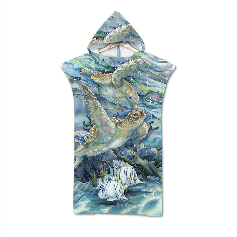 Serviette de bain à capuche pour bébé et adulte, motif animaux, tortue, licorne, douce, cape de bain: 1