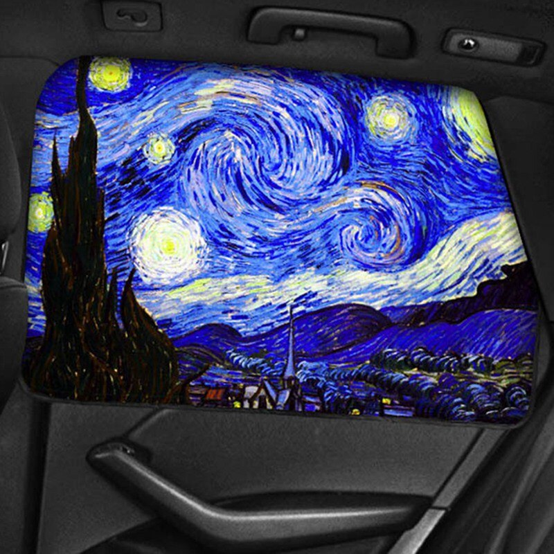 Cartoon Astronaut/Dolphin/Lavender/Tropical Rainforest/Van Gogh Starry Sky Magnetic Car Cover Sunshade Curtain Window Sun Visor