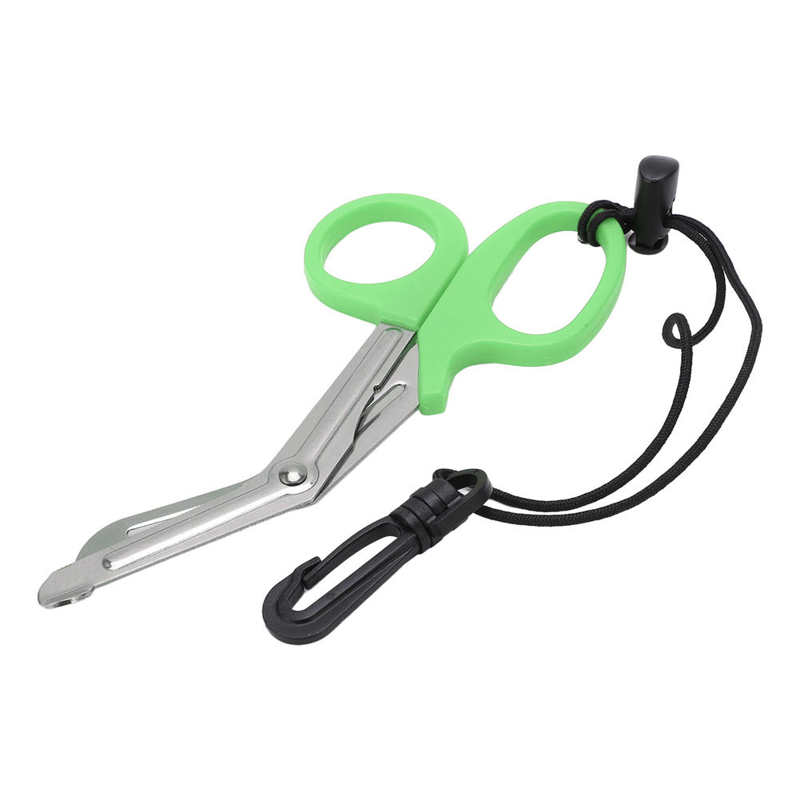 Diving Shears Safety Diving Scissors Stainless Steel Diver Shears with Lanyard and Buckle Diving Accessories: Green