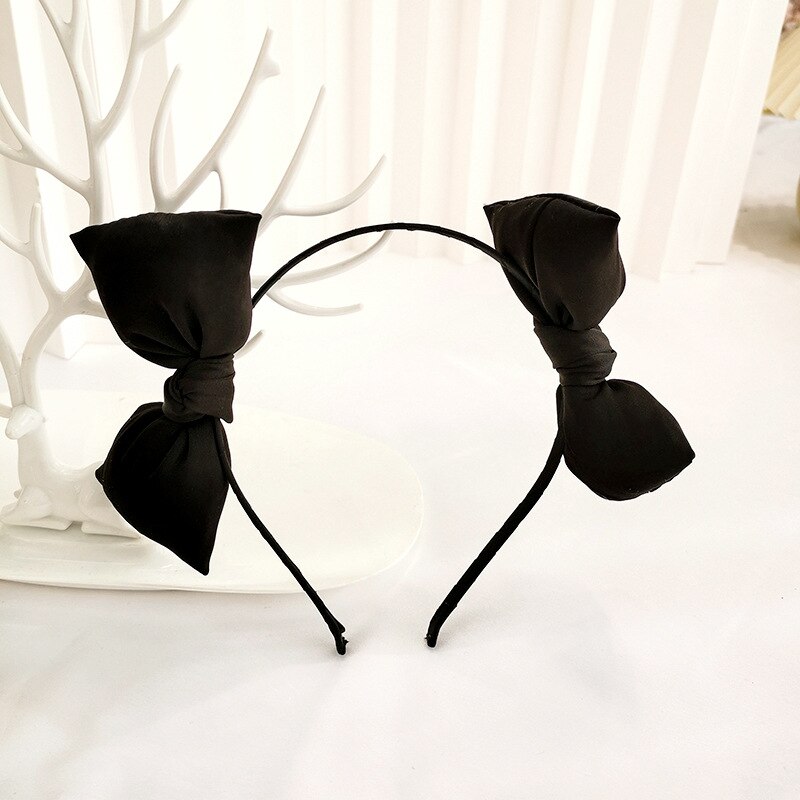 Serre-tête à Double nœud papillon pour filles, serre-tête coréen, accessoires de cheveux, tendance, mignon, mobile, en peluche: Black
