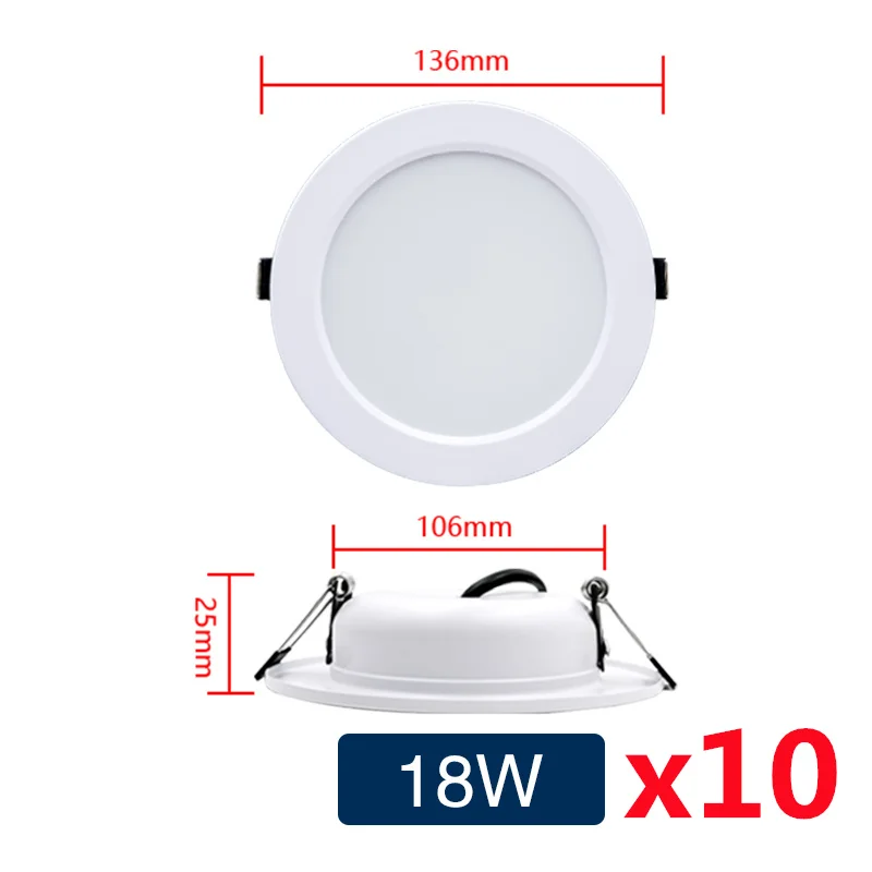 10pcs/lot LED Downlight 5W 9W 12W 15W 18W Recessed Round Led Ceiling Lamp AC110V 220V DC12V 24V Indoor Lighting Warm/Cold White: RGB / 1w / Beige