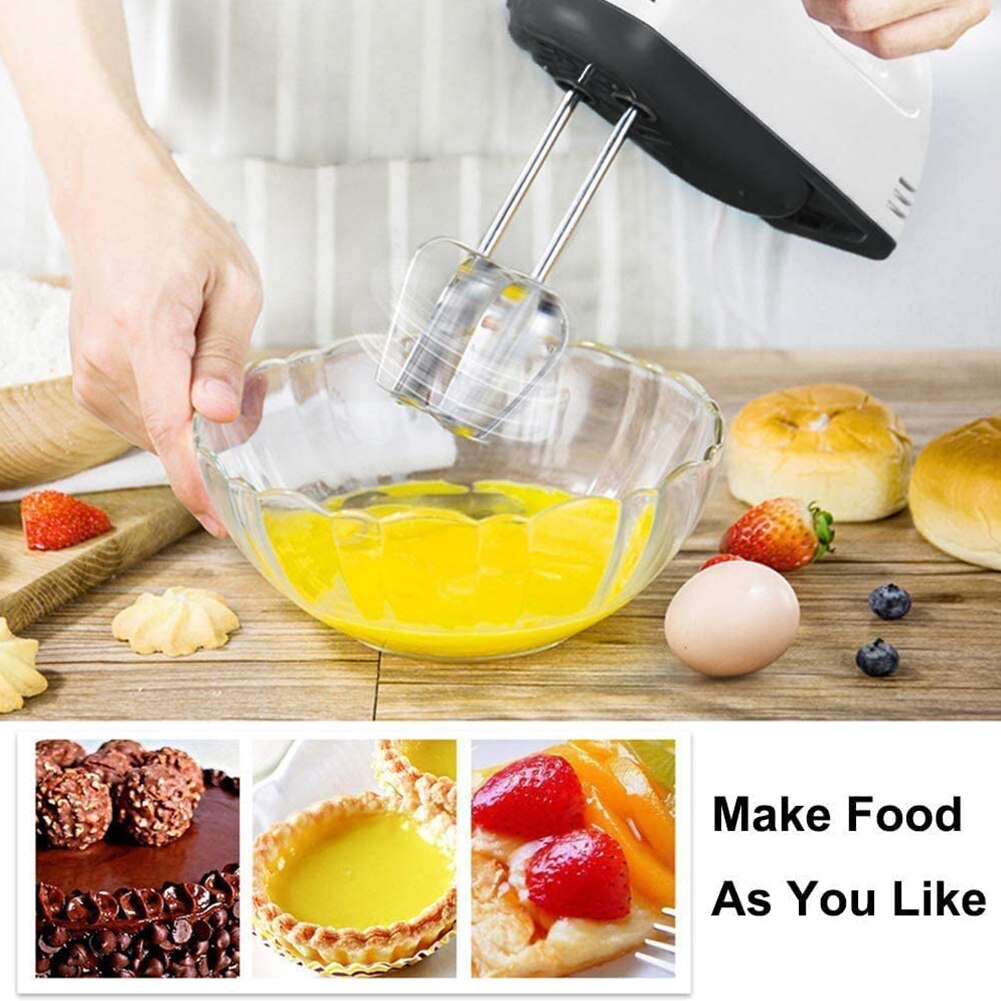 180W Stainless Steel 7 Speeds Electric Egg Mixer Beater Food Dough Blender Kitchen Cooking Portable Quick Mixing Tool