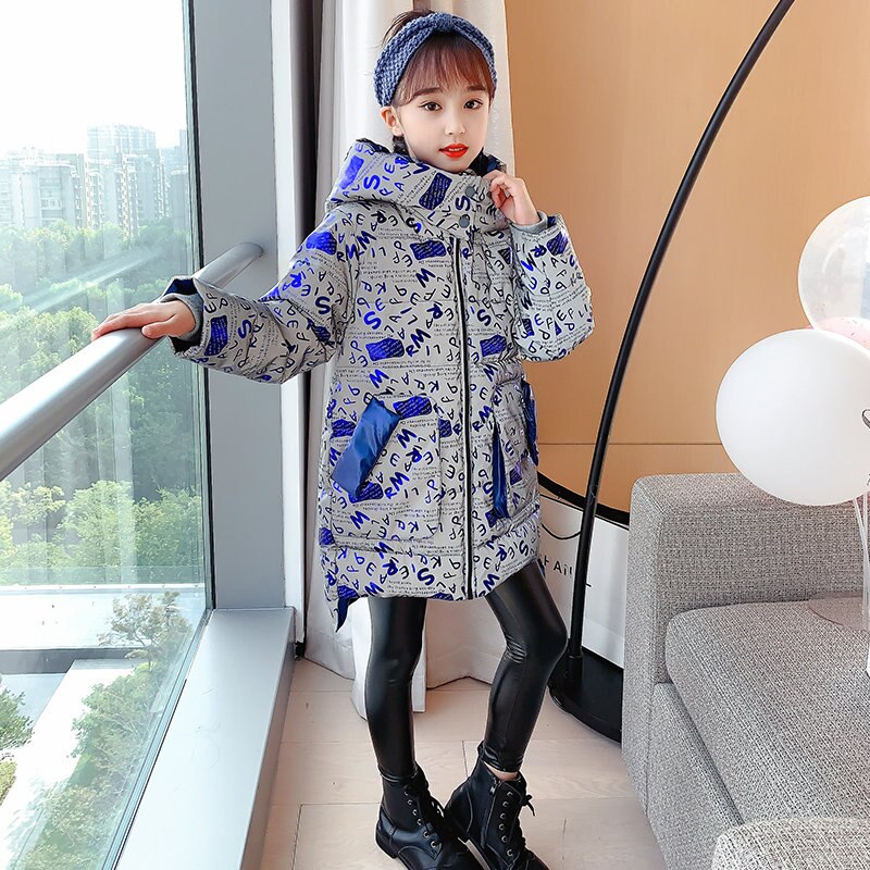 Veste réfléchissante de lumière pour filles, à la , sweat à capuche d'hiver, vêtements pour enfants de , vêtements d'extérieur pour 4-14 ans: Bleu / 4