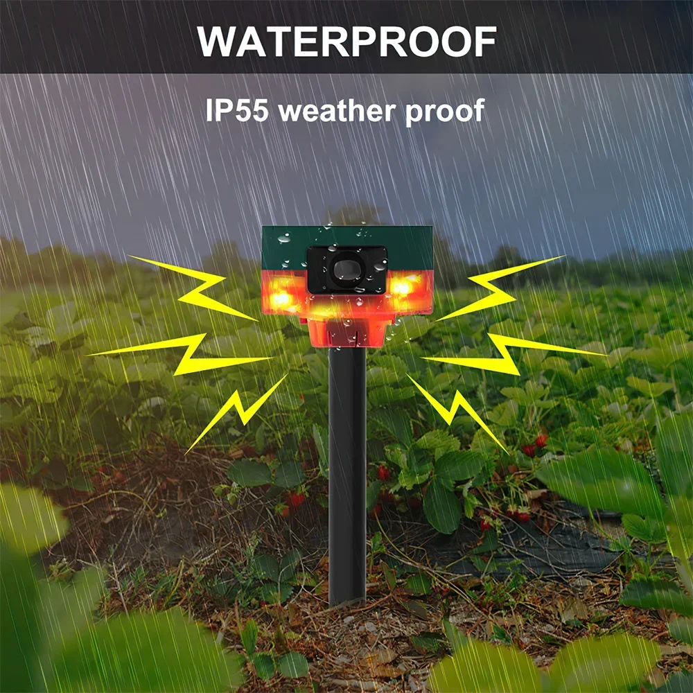 Solar Infrared Motion Sensor Alarm Detector Waterproof Outdoor Animal Repeller Security Alarm 129dB Dog Barking Gunshots Sound