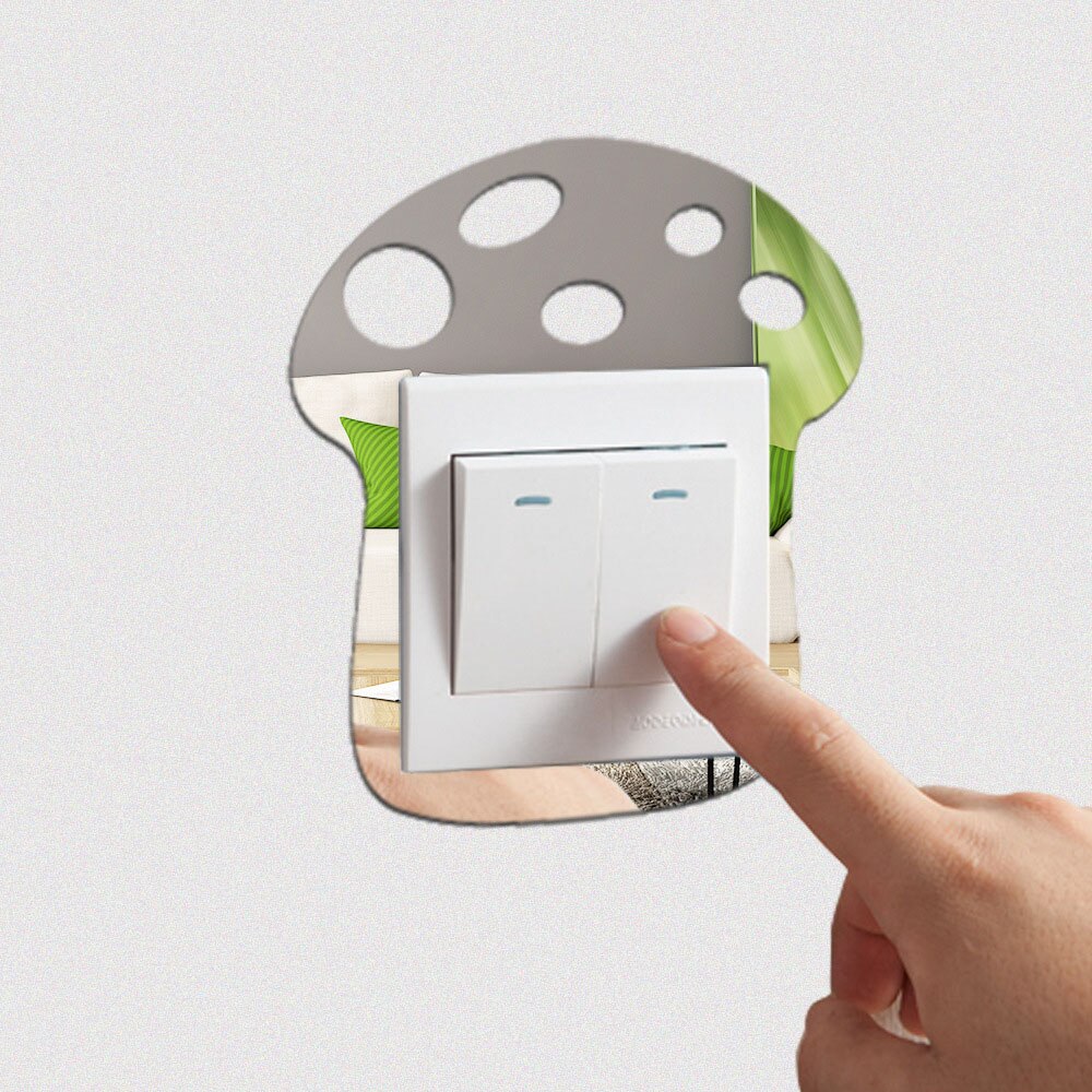 Mode Schakelaar Stickers Plug Base Framing Home Decor Woonkamer Ornament Zilveren Bloem Decal Fotolijst Spiegel Muur Artrt