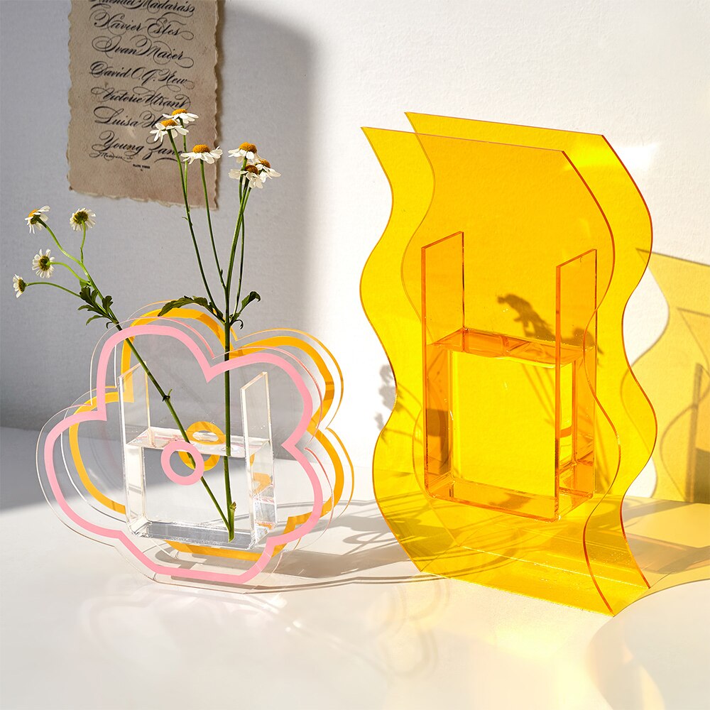 Vase en acrylique Transparent, décoration nordique, décoration de Table pour la maison, salon, chambre à coucher, décoration de bureau,