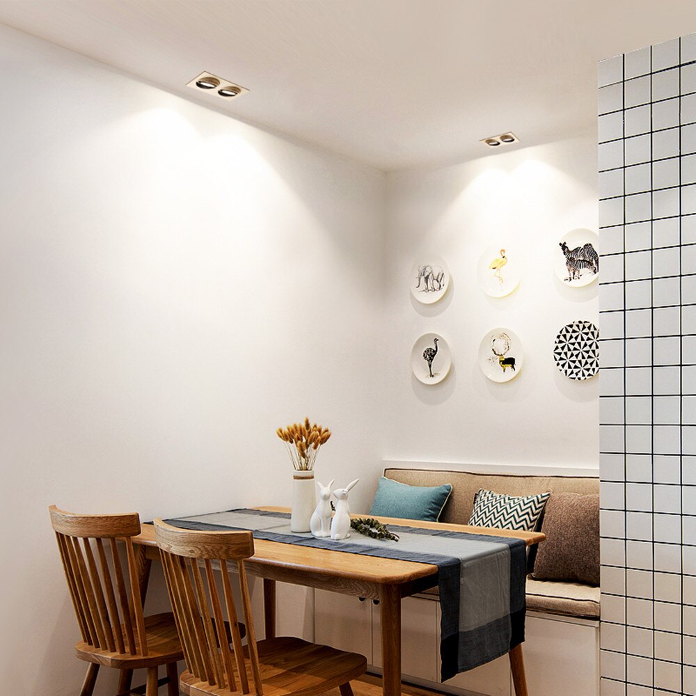 Double Head Spot Lights Dimmable LED Ceiling Downlight 10W 20W 24W Adjustable Recessed Ceiling lamp For Kitchen Bedroom Led Lamp