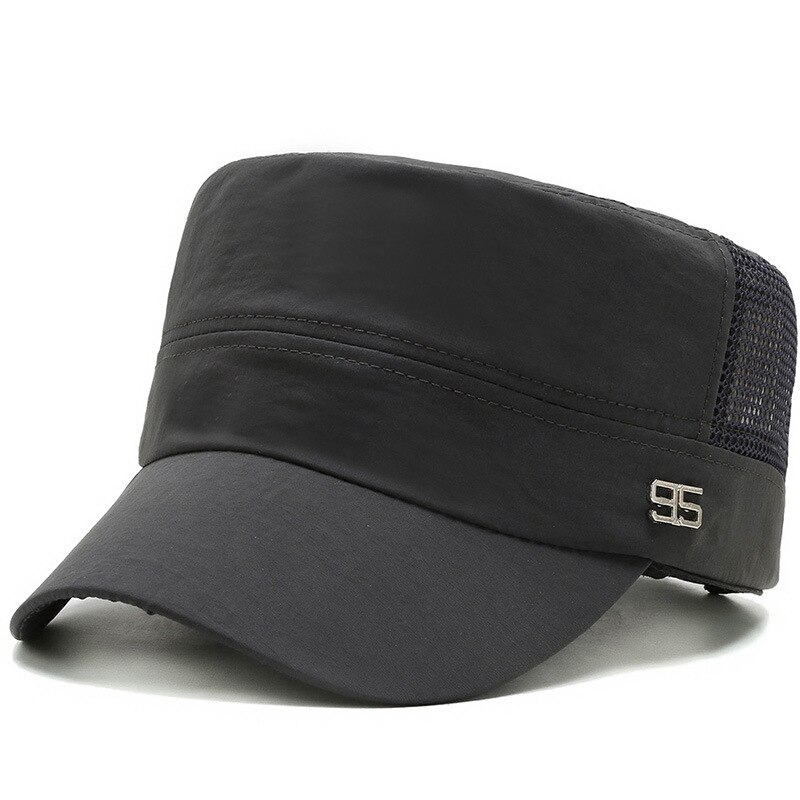 Vintage flad top cap baseball cap trucker sol hat flexfit hat comfy cadet hat: Mørkegrå