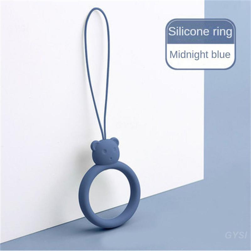 Ring Key Chain Soft Portable Lanyard Cartoon Smooth Comfortable Liquid Cute Silica Gel Elastic Pendant Multifunction Little Bear: Piano Black