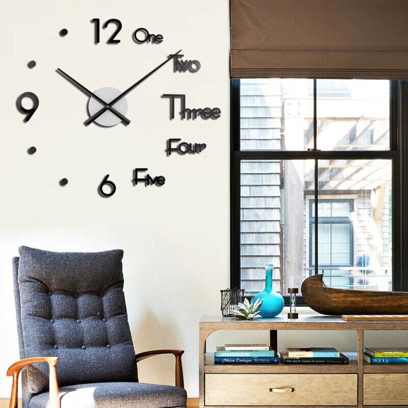 3D Diy Wandklok Modern In Wandklokken Adhesive Acryl Spiegel Muursticker Klok Om Thuis Decoratieve Horloge