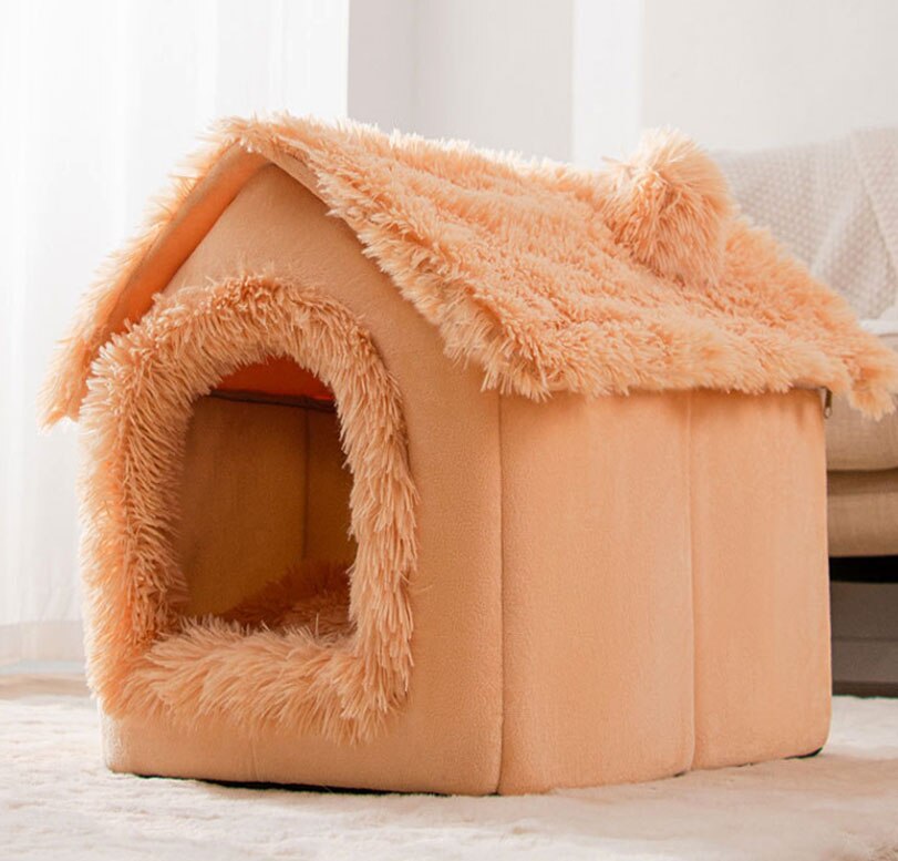 Abnehmbare Hund Haus Welpen Zwinger Haustier Luxus Villa Katze Zelt Nest Geschlossenen Teddy Chihuahua Höhle Kleine Hunde Korb Hund Liefert: Rosa / L 53x43x46cm