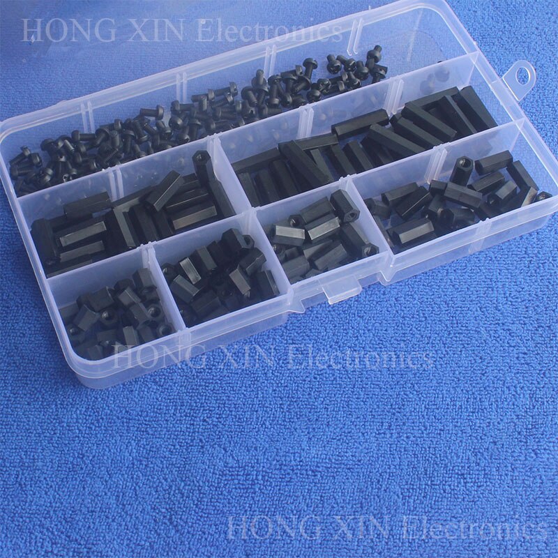 250pcs/set M3 Nylon Screws Threaded Standoffs Nuts Assortment Kit Fastener Hardware Optional