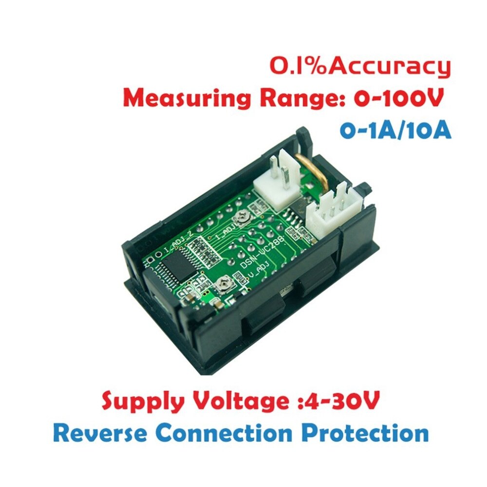 2 in1 100V 10A DC Digital Voltmeter Ammeter Blue + Red Dual Color Display LED Amp Dual Digital Volt Meter Gauge Multimeter