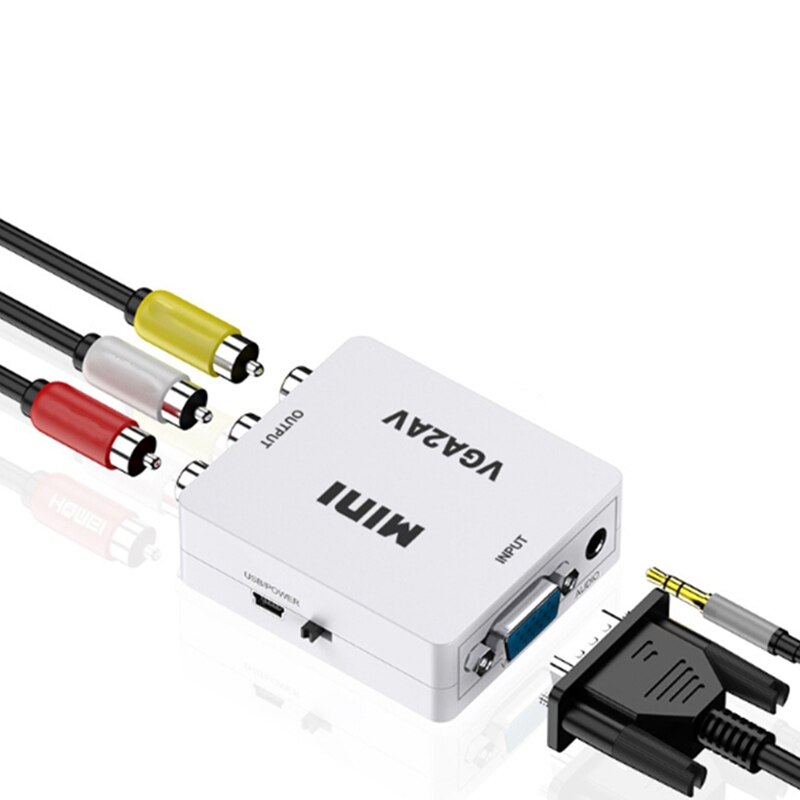 Mini VGA to AV Video Converter VGA to RCA PC to TV Vga to Av for AV Interface TV, Display and Other AV Interface Equipment
