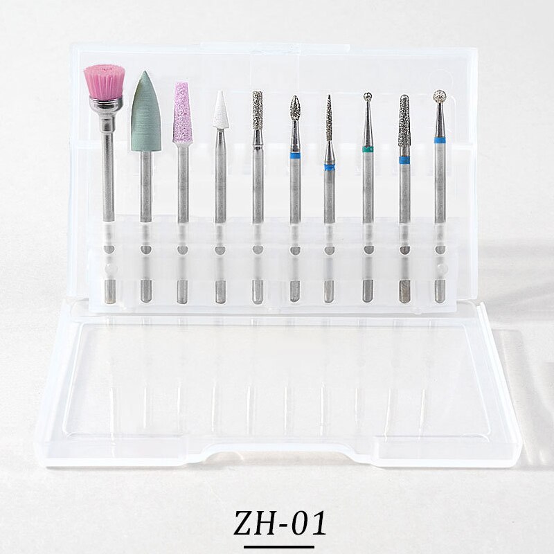 10pcs/S Rotary Diamond Burr Cutter Nail Drill Sets Stainless Steel Milling Manicure for Electric Nail Art Machine Bit