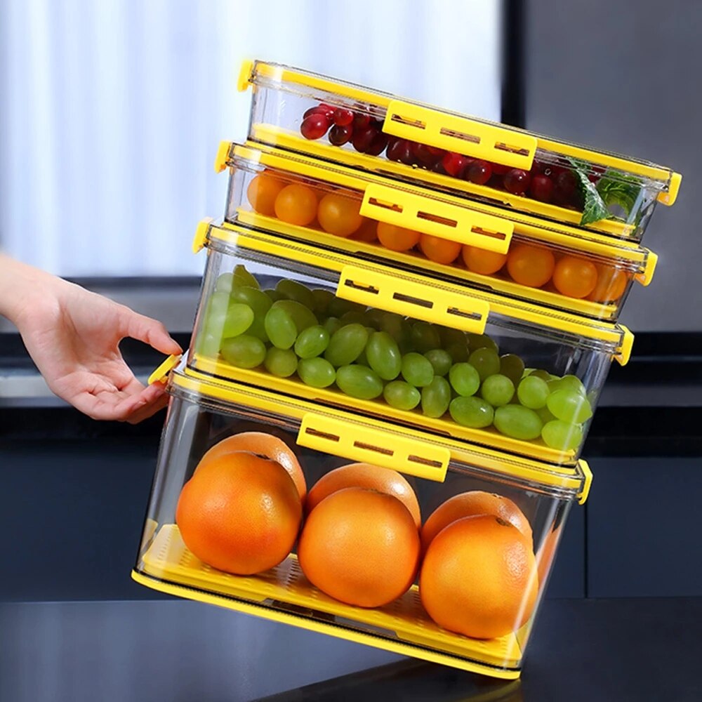 Refrigerator Storage Box Pet Plastic Transparent Thickened Frozen Drain Fresh-keeping Box Special Finishing For Refrigerator
