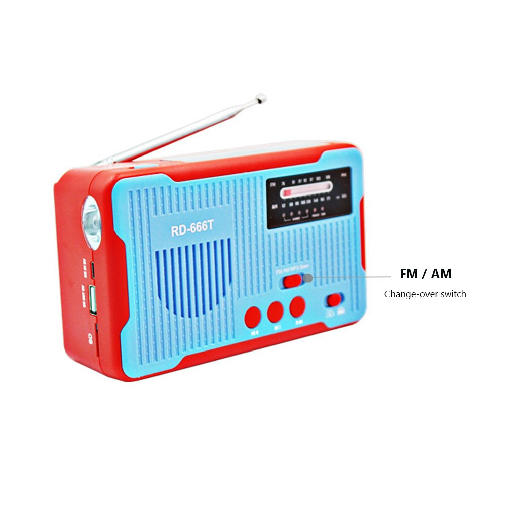 Hand Crank Emergency Solar Powered Radio 2000mAh Phone Charger Camping Flashlight AM/FM/NOAA Weather Dynamo Generator