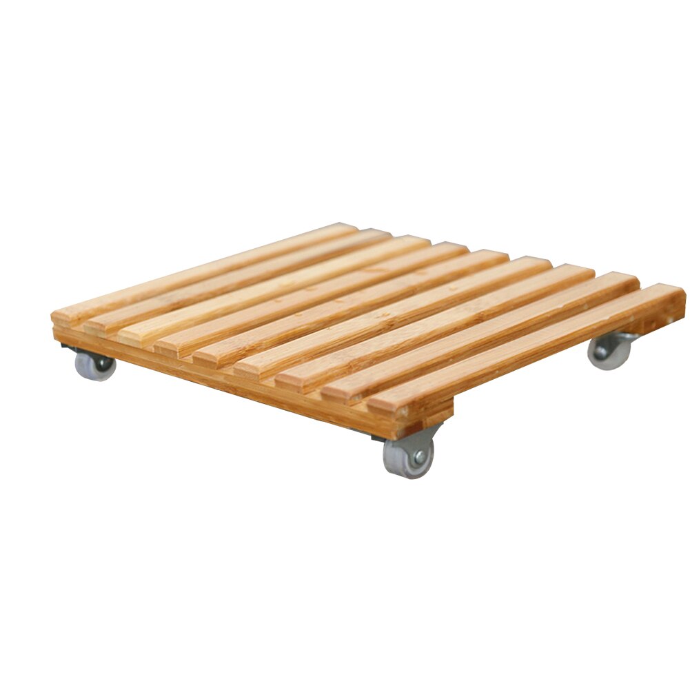 Moving Plant Flower Pot Base Roller Wood Square Tray With Wheel Movable Flower Holder Plant Stand Storage Rack For Home Garden