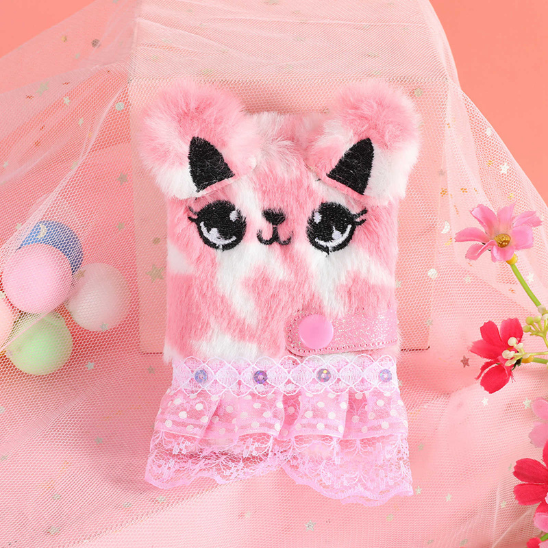 Carnet de notes en peluche chat mignon pour filles, Kawaii, pendentif, porte-clés, chats à fourrure, carnet agenda quotidien, carnet de notes, papeterie: 5