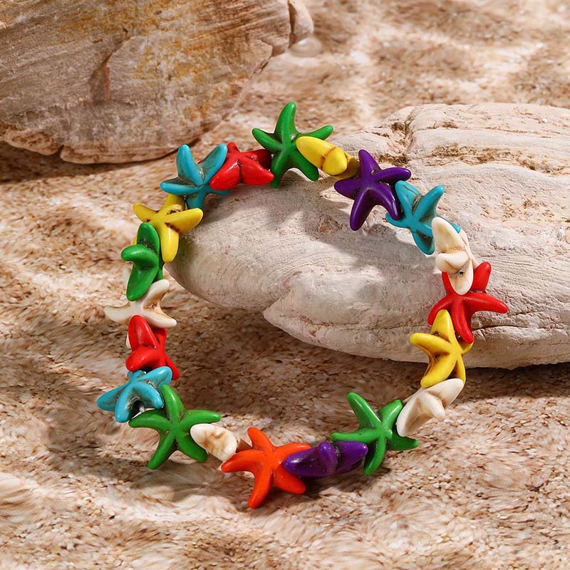 Bohemian Imitation Shell Beads Bracelet For Women Sea Star Turtle Woven Rope Bracelet Handmade Friendship Beach Jewelry: cobalt violet