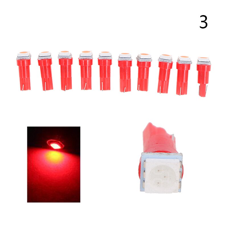 Bombillas de luz LED para salpicadero de coche, lámpara de calibre de 12V CC, T5 5050, 10 piezas: A3