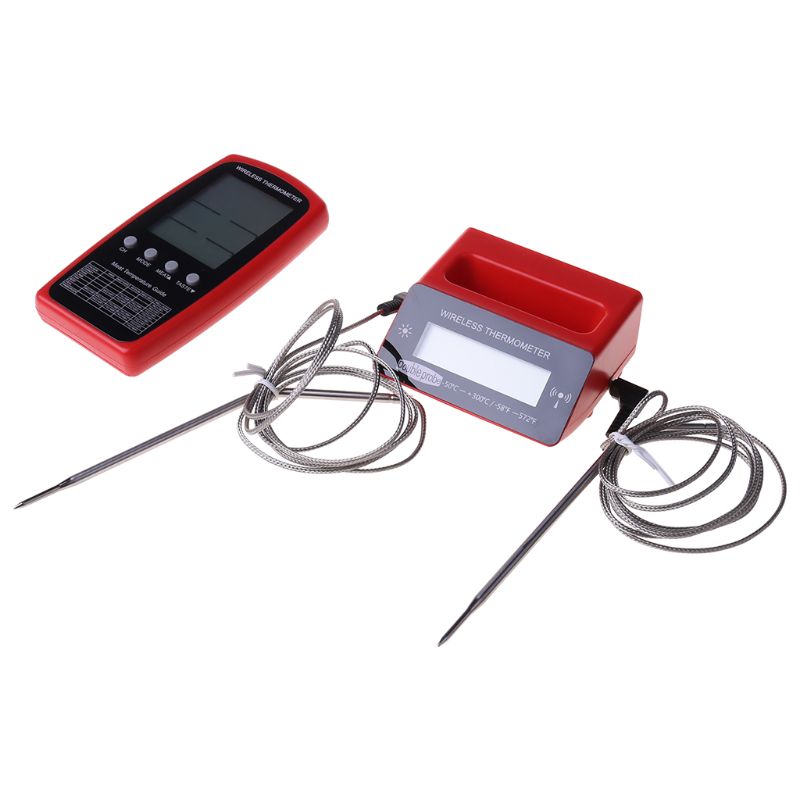Digitale BBQ Thermometer kabellos Küche Ofen Lebensmittel Kochen Grill Raucher Fleisch Thermometer mit Sonde und Timer Temperatur Alarm