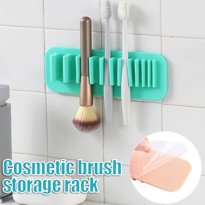 Silicone Makeup Brush Holder Wall-Mounted Soft Durable Reusable Convenient Easy Operation Suit for Bathroom Bedroom G10