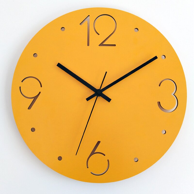 nordisch Große Wanduhr Zauberstab Uhr Holz Moderne Wohnzimmer Schlafzimmer Stille Gelb Uhren Büro Küche Pendule Wandbild Dekor Saat: Stil 8 / 12Zoll (30.5CM )