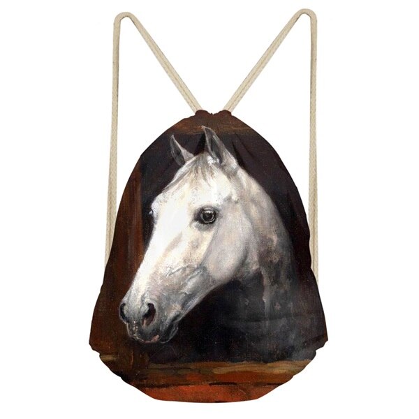 FORUDESIGNS Cool 3D Crazy Horse Print Woman Man Drawstrings Bags Beach Travel Sack Bags Casual Softback Student Backpack: CC6014Z3