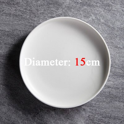 Shooting Photography Food Tableware Solid Color Ceramic Plates Simple & creativity Beef Plate Round Dessert Dish Salad Dishes: White 15cm