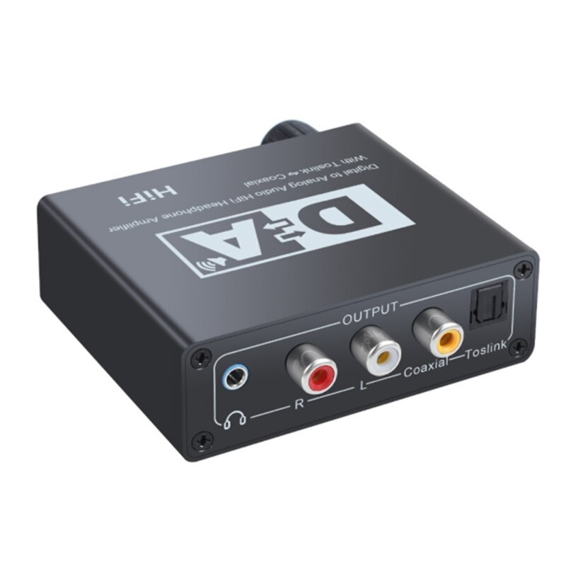 Digital Coaxial to Analog Fiber to Analog o Converter Digital to Analog Decoder Adjustable Volume EU Plug