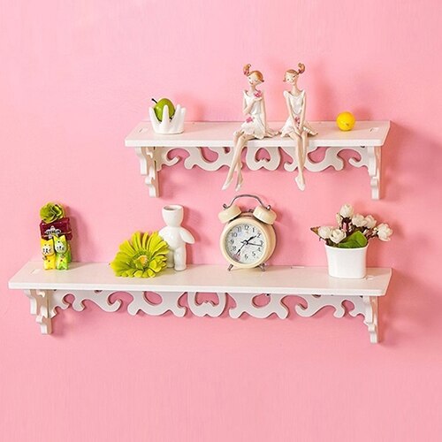 1Pc Gesneden Holle Houten Muur Opknoping Rek Plank Houder Home Decor Fotolijst Display Opberghouder Diversen Planken