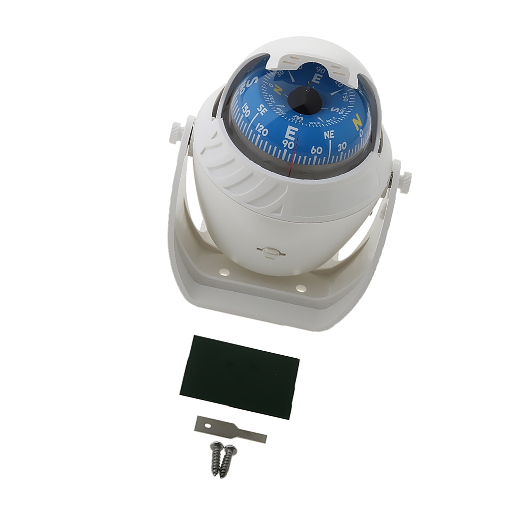 Marine Compass LED Lights Illuminated Light Up Electronic Digital Navigation Ball Compass for Boat Caravan Truck, White