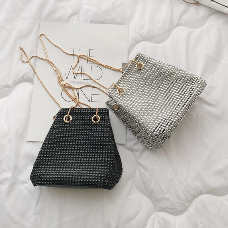 Flash Diamond Crossbody Tas Vrouwen Kleine Handtassen Dames Schouder Luxe Modeketen Telefoon Emmer Vrouwen Ketting Zakken