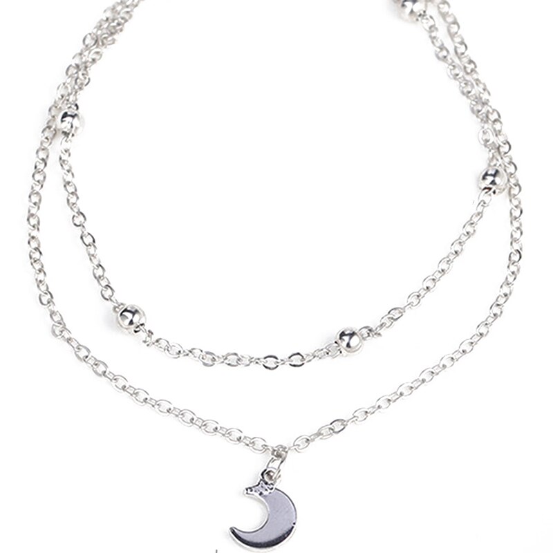 Double Moon Anklets For Women Stone Beads Anklet Bracelets Bohemian Ocean Jewelry Decorations
