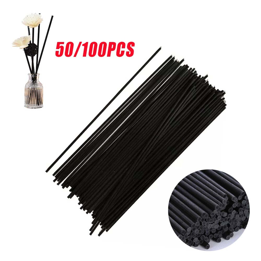 Difusor de mimbre Simple para decoración del hogar, palos de repuesto de fibra de aceite esencial de 20cm y 3mm para aromaterapia de dormitorio, color negro